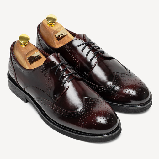 Wizytowe brogsy ze skóry naturalnej Noah bordowe