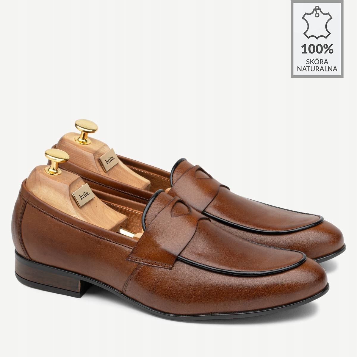 Loafersy ze skóry naturalnej Joshua brązowe