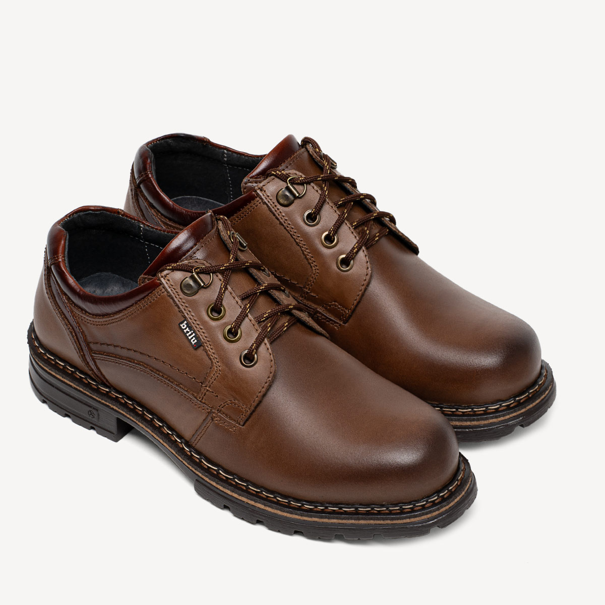 Męskie skórzane półbuty sznurowane Frosty ciemny brąz