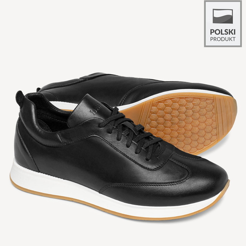 Skórzane sneakersy męskie Boston czarne