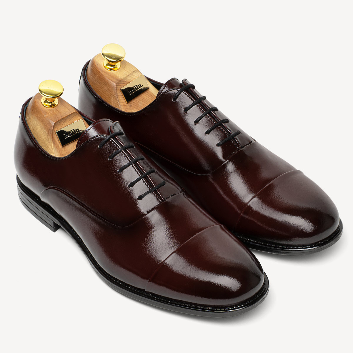 Skórzane wizytowe półbuty męskie oksfordy Spencer bordowe