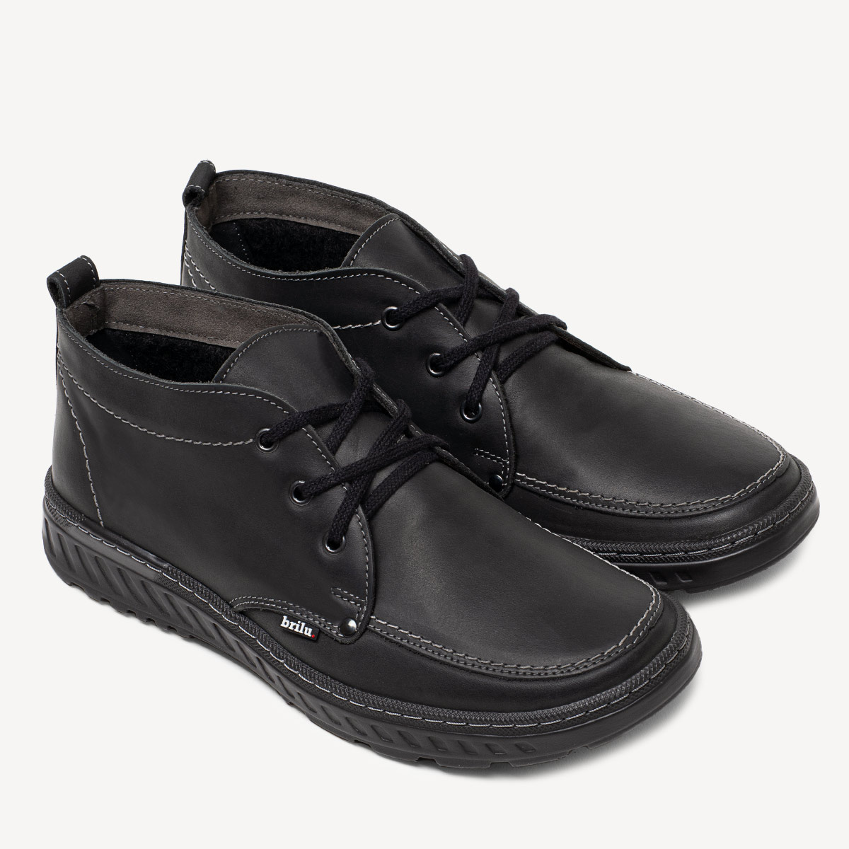 Skórzane trzewiki męskie Russel czarne