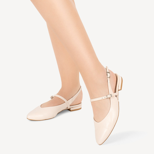 Ślubne balerinki z odkrytą piętą Shannon cieliste ecru