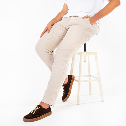 Męskie skórzane zamszowe trampki Jasper brązowe