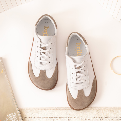 Skórzane damskie sneakersy barefoot Brandy białe