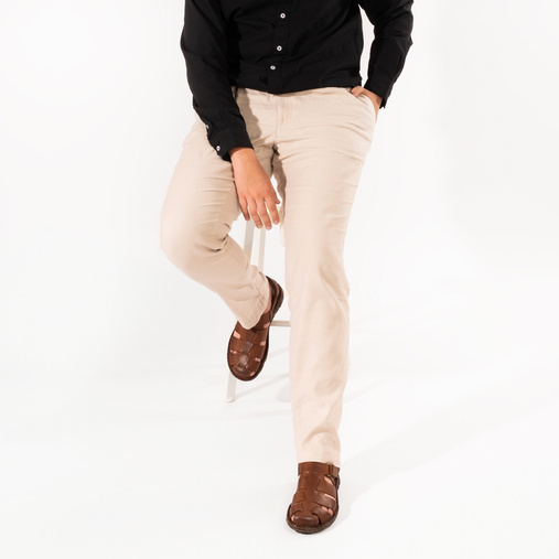 Męskie skórzane sandały zapinane na rzepy Richard brązowe