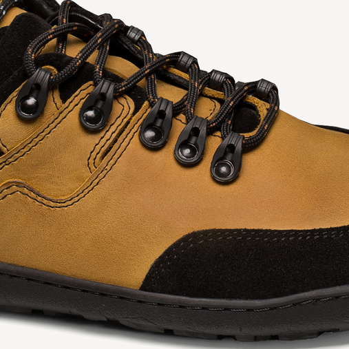 Skórzane buty męskie trekkingowe barefoot z szerokim noskiem Denver żółte
