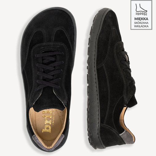 Skórzane anatomiczne sneakersy barefoot zero drop Emmery czarne