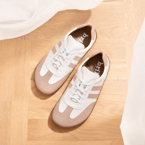 Skórzane damskie sneakersy barefoot Vanilla biało-różowe