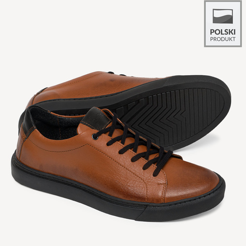 Skórzane sneakersy męskie Dean brązowe