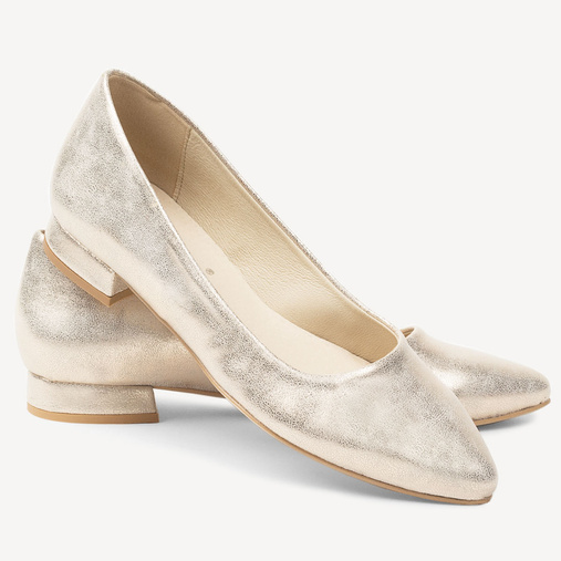 Połyskujące balerinki ślubne Elmira złote
