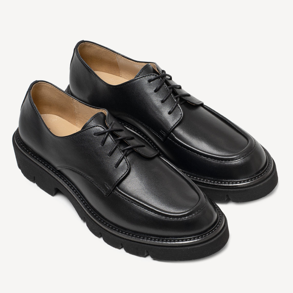 Skórzane sznurowane półbuty damskie Luxury czarne