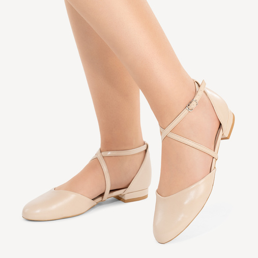 Balerinki z paskami Donna beżowe