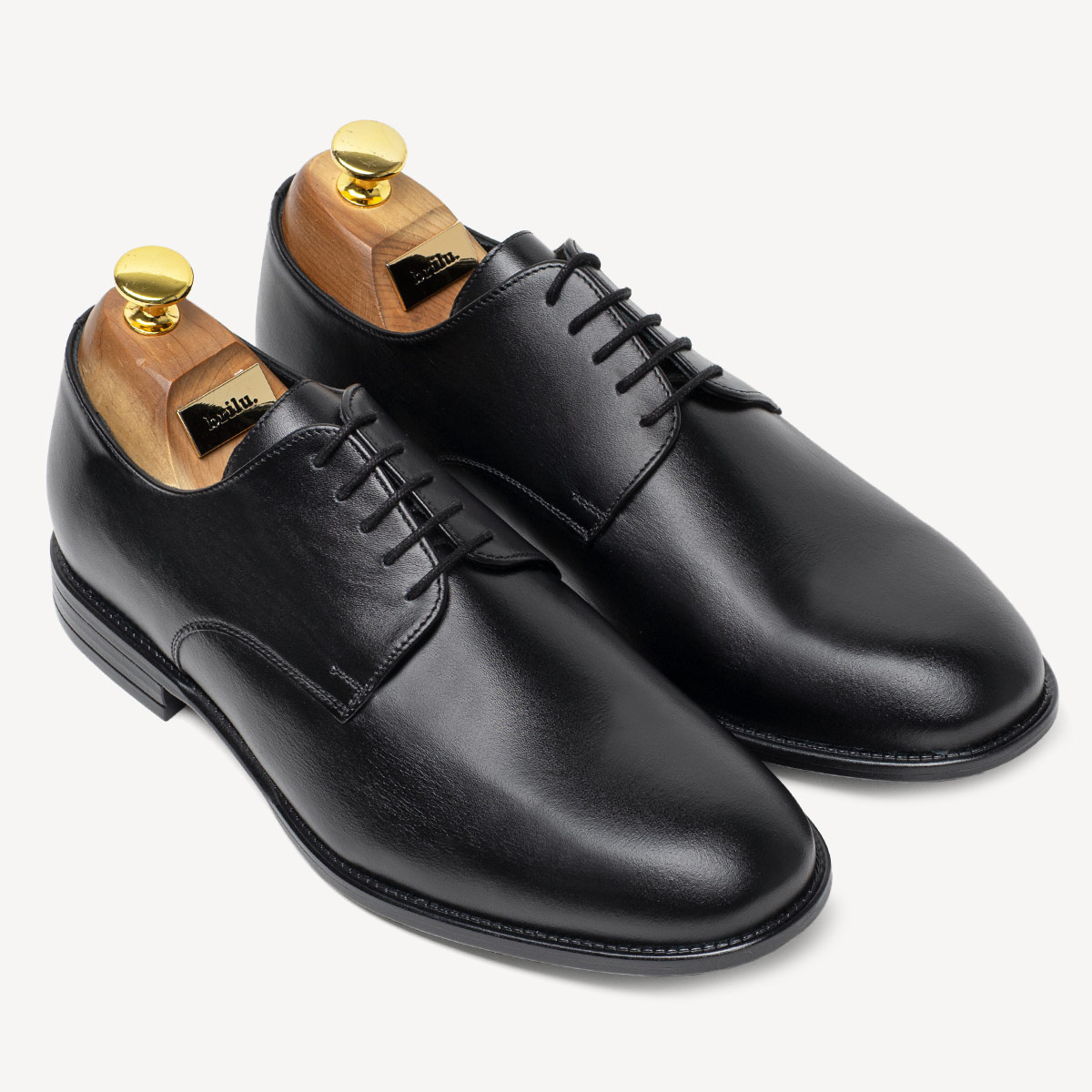 Skórzane wizytowe półbuty męskie derby Lewis czarne