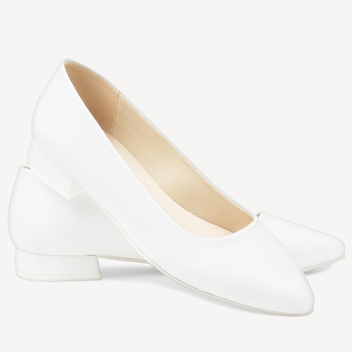 Licowe balerinki ślubne Elmira białe