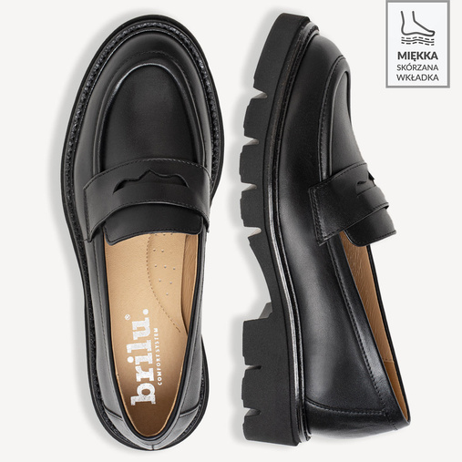 Skórzane wsuwane półbuty damskie Celeste czarne