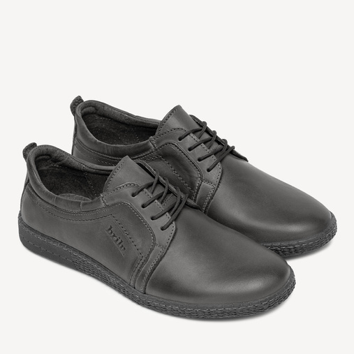 Półbuty skórzane sznurowane Alfredo szare