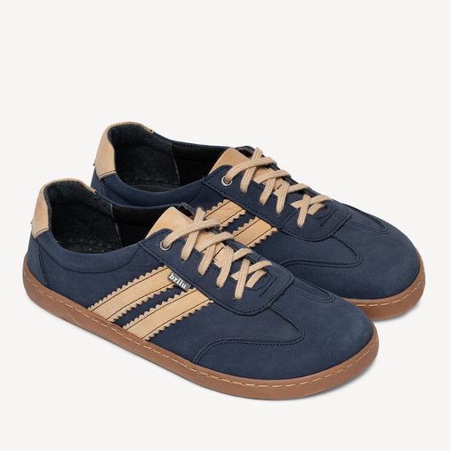 Skórzane minimalistyczne sneakersy barefoot Chelsey granatowe