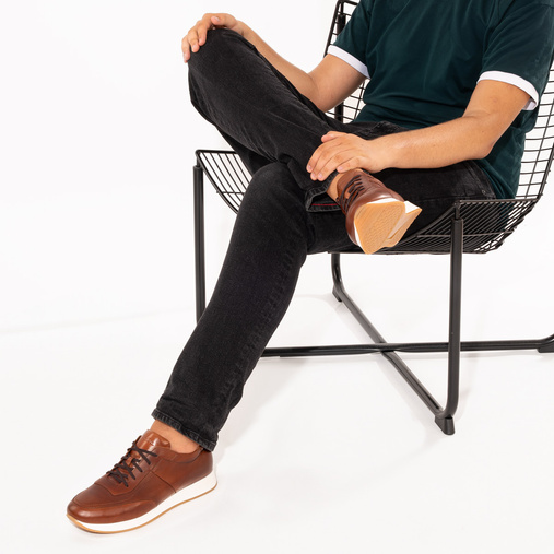 Skórzane sneakersy męskie Ryder jasny brąz