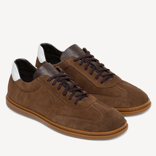 Skórzane sneakersy męskie Walker brązowe