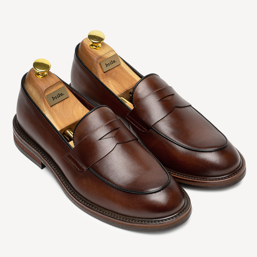  Męskie loafersy ze skóry naturalnej Alvin brązowe