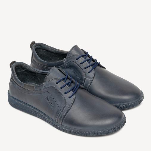 Półbuty skórzane sznurowane Alfredo granatowe