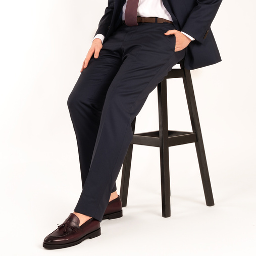 Skórzane loafersy męskie z frędzlami Gervais bordowe