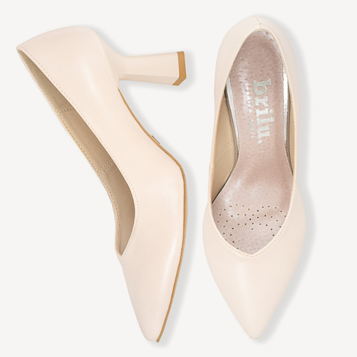 Ślubne klasyczne szpilki Avril cieliste ecru