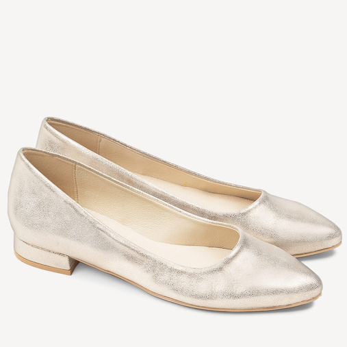 Połyskujące balerinki ślubne Elmira złote