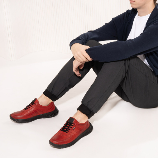 Skórzane sneakersy męskie Spike czerwone
