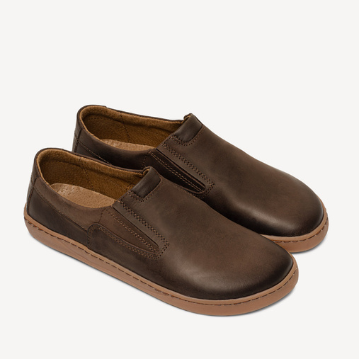 Męskie skórzane półbuty wkładane barefoot Wayne brązowe