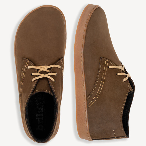 Skórzane zimowe trzewiki barefoot Sean jasny brąz