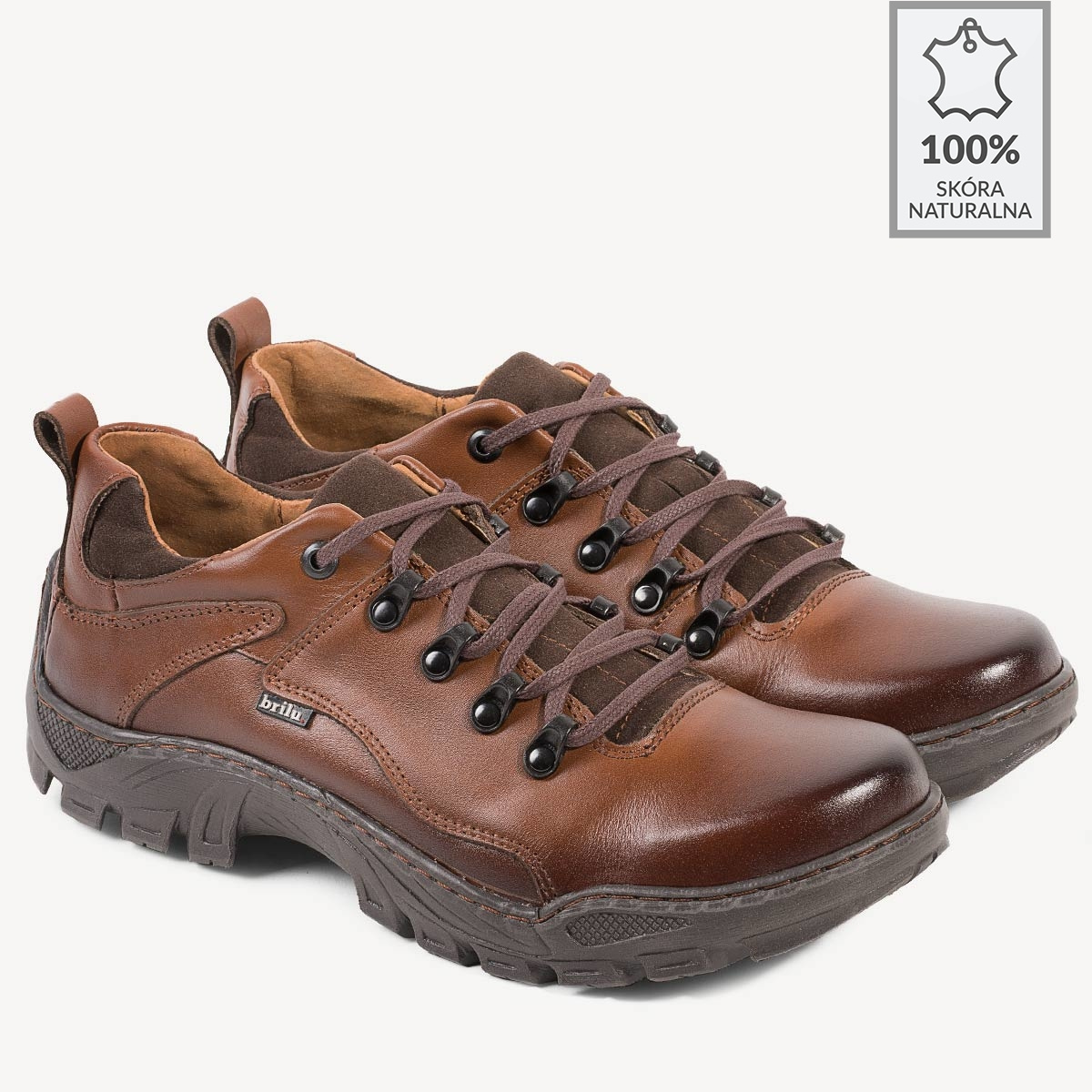 Trekkingowe buty skórzane Emmet jasny brąz