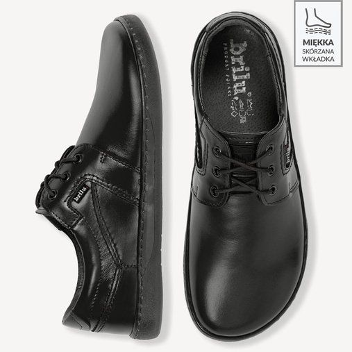 Skórzane licowe buty męskie barefoot Marvin czarne