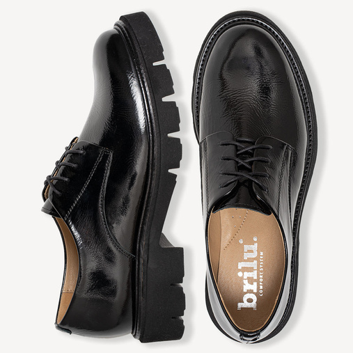 Skórzane lakierowane półbuty damskie Gianna czarne