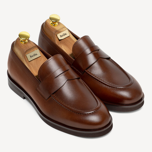  Męskie loafersy ze skóry naturalnej Aaron brązowe