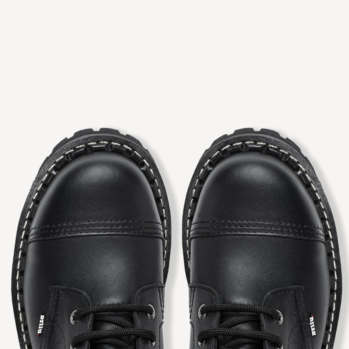 Skórzane glany BRILU niskie 4-dziurki czarne 