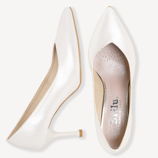 Ślubne perłowe klasyczne wysokie szpilki Femme ivory