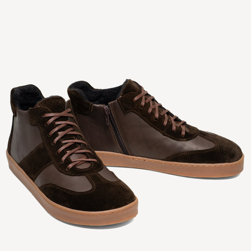 Skórzane trzewiki męskie barefoot West brązowe