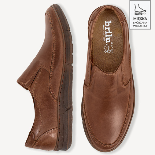 Skórzane wsuwane półbuty Ricardo brązowe