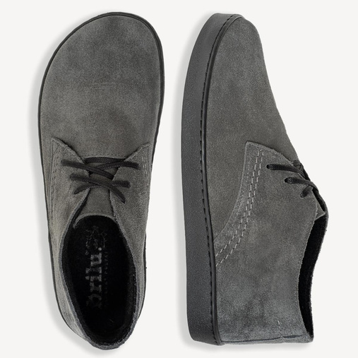 Skórzane zimowe trzewiki barefoot Sean szare