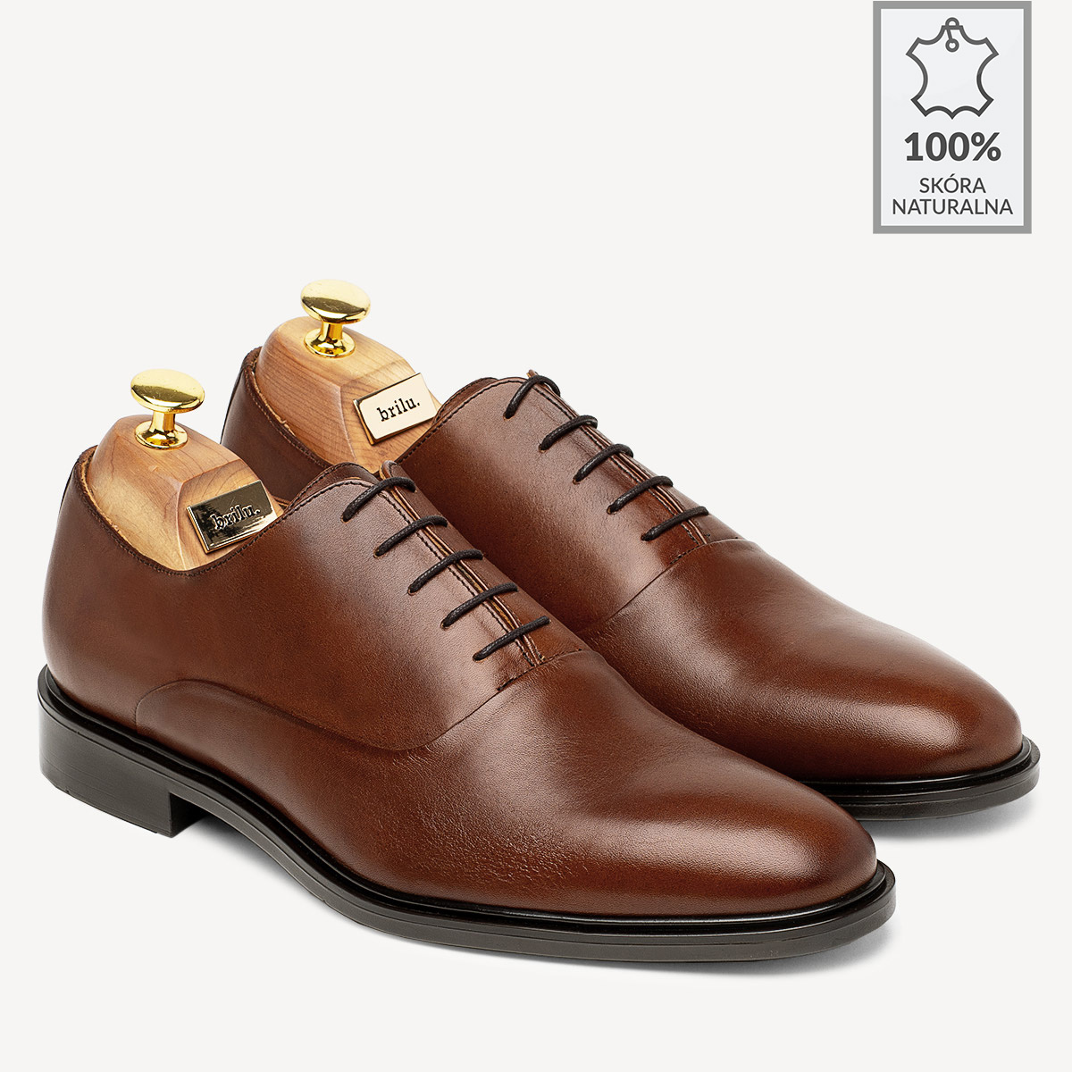 Buty męskie wizytowe skórzane Sebastiano brązowe