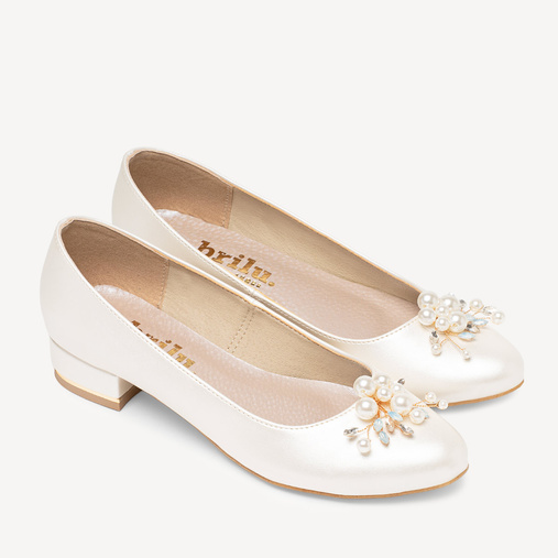 Ślubne perłowe balerinki z ozdobą z perełek Harlow ivory