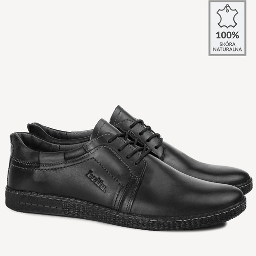 Półbuty skórzane sznurowane Alfredo czarne