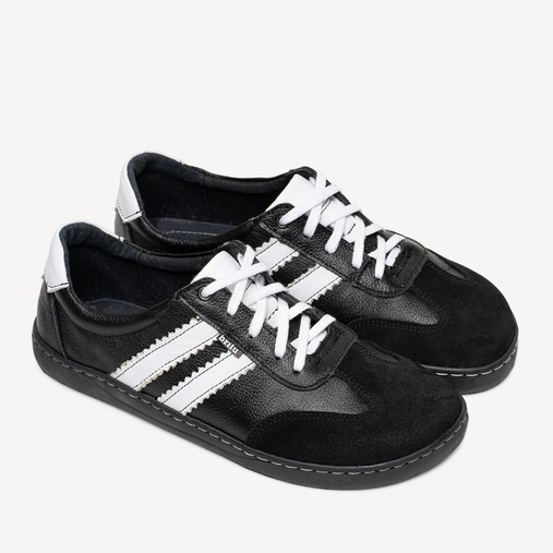 Skórzane minimalistyczne sneakersy barefoot Chelsey czarne