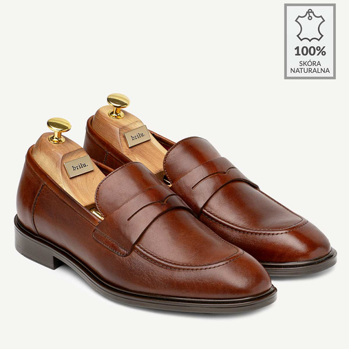 Męskie loafersy ze skóry naturalnej Matthew brązowe