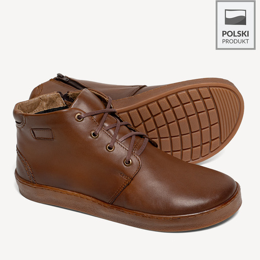 Skórzane trzewiki męskie barefoot Tyrrel brązowe