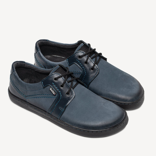 Skórzane buty męskie barefoot Luca granatowe