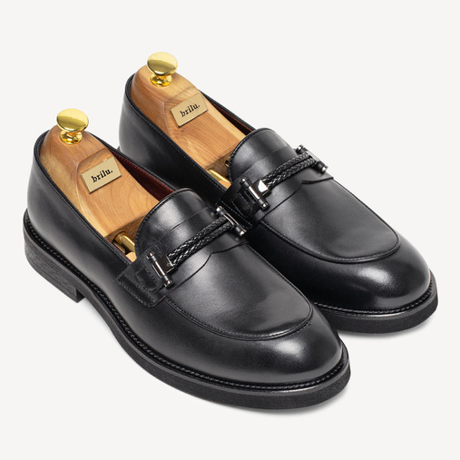 Męskie loafersy ze skóry naturalnej Tristan czarne