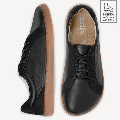 Skórzane buty minimalistyczne barefoot Brooklyn czarne